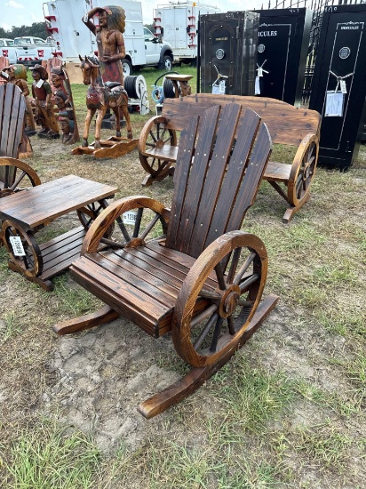 972 - WOOD WAGON WHEEL ROCKER