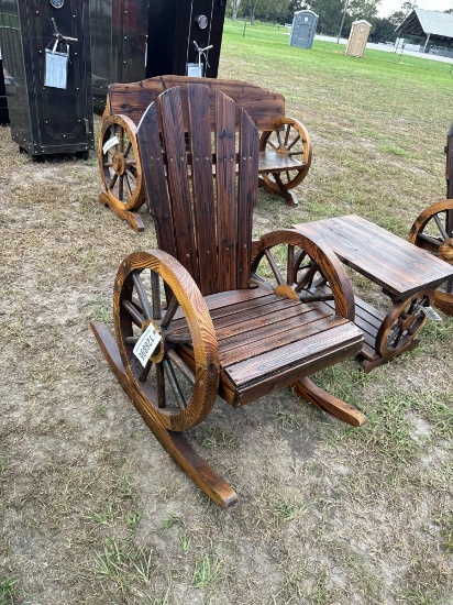 973 - WOOD WAGON WHEEL ROCKER
