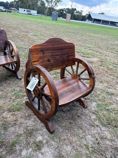 976 - Wood Wagon Wheel Chair