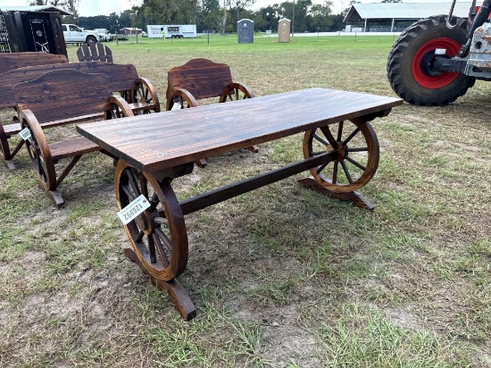 978 - Wood Wagon Wheel Table
