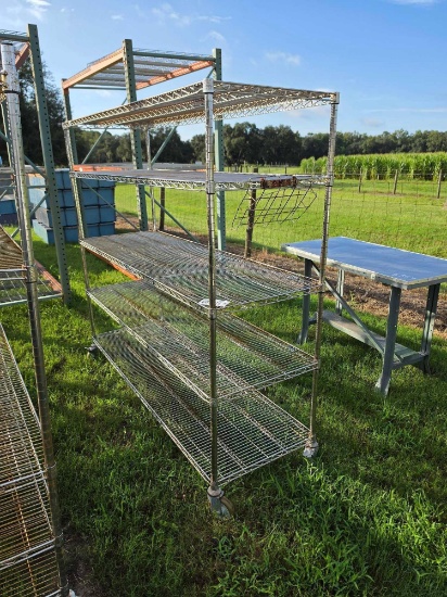 2358 - Rolling Wire Shelving 5 Shelf