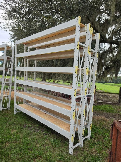 2517 - 1' X 9' X 9' INDUSTRIAL WOODS METAL SHELVES