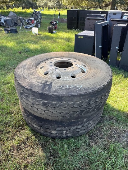 2803 - (2) 315/80R22.5 TIRES & ALUM WHEELS