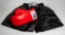 Boxing trunks and a glove signed by Leon Spinks, the black trunks inscribed