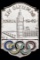 London 1948 Olympic Games badge, silver plate & enamel, featuring Big Ben a