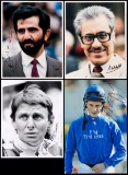 An album of signed photographs of flat race jockeys and owners, in sleeves