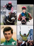 An album of signed photographs of National Hunt jockeys, in sleeves in a ri