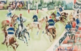 Pierre Gaillardot (French, 1910-2002) POLO MATCH AT DEAUVILLE Signed lower