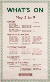 London Transport poster for sporting fixtures in May 1931, titled WHAT'S ON
