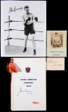 Boxing autographs, a Jack Dempsey signed menu, a Gene Tunney signed photogr