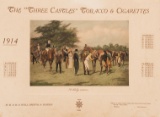 A 1914 calendar featuring four horse racing scenes after Gilbert Wright, fo