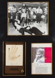 Muhammad Ali signed memorabilia display, comprising an illustrated biograph