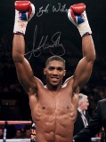 Anthony Joshua signed photograph, a 16 by 12in. colour signed in silver pen