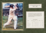 Sir Don Bradman signed colour photograph display,  the image portraying a f