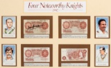 Signed framed cricket presentation titled ''Four Noteworthy Knights'', comp