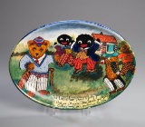 Rare cricket hand painted nurseryware oval dish, painted by the artist Joan