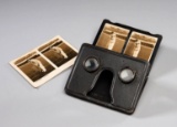 Stereoscope viewer with a pair of cards for the cricketer Jack Hobbs, by Ca