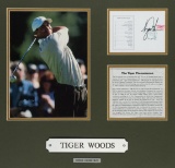Tiger Woods signed Augusta scorecard photographic display, from a limited e