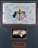 A 2002 Ryder Cup souvenir pin flag fully-signed by the winning European tea