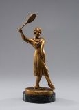 Jose Dunach (Spanish, 1886-1957) LADY TENNIS PLAYER signed, gilt-bronze on