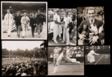 Six period b&w press tennis photographs, subjects including Davis Cup, Roeh