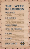 1937 London Transport poster featuring Davis Cup Lawn Tennis and other fort