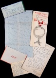 A bundle of letters, postcards, Christmas cards and mailing envelopes from