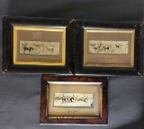 Three 19th century horse racing/hunting Stevengraph silks, by Thomas Steven