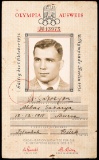 Berlin 1936 Olympic Games official ID card issue to the Turkish wrestler Ab