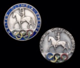 Two Berlin 1936 Olympic Games equestrian badges, both with enamelling and b