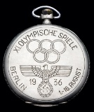 Berlin 1936 Olympic Games commemorative pocket watch, the case engraved wit