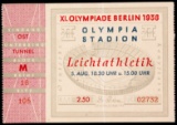 Berlin 1936 Olympic Stadium entrance ticket for 5th August the day Jesse Ow