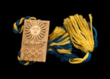 St Moritz 1948 Winter Olympic Games visitor's badge, gilt, sun logo over Ol