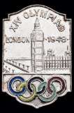 London 1948 Olympic Games badge, silver plate & enamel, featuring Big Ben a