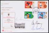 First Day Cover signed by the four-minute mile athletes Roger Bannister, Ch