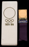 Tokyo 1964 Olympic Games official's badge, gold plate & enamel, inscribed O