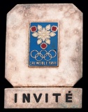 Grenoble 1968 Winter Olympic Games guest's badge, with affixed enamel Games