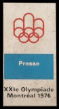 Montreal 1976 Olympic Games official's badge, Cupro-nickel, 29 by 57mm., in