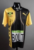 Usain Bolt signed Rio 2016 Olympic Games replica Jamaica running vest, sign