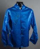 Royal blue Godolphin silks (no cap) signed by jockey Frankie Dettori, signe