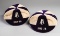 A pair of Jesse Pennington purple & white quartered F.A. International Tria