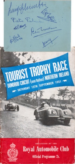 Luigi Chinetti and other rare autographs from the 1951 Dundrod Tourist Trop