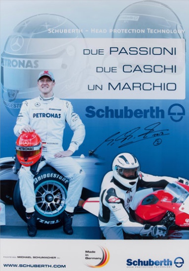 Michael Schumacher-signed large poster, an Italian promotional edition titl