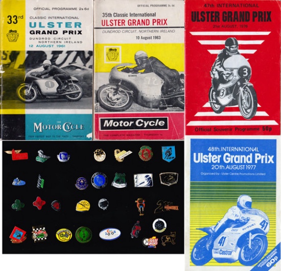 Ulster Grand Prix motorcycle year badge collection, 26 in total, each metal