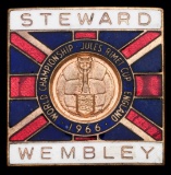 1966 World Cup Wembley steward's badge, gilt-metal & enamel incorporating U