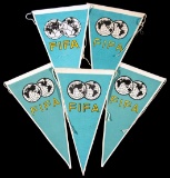 A group of five FIFA pennants issued at the time of the 1970 World Cup