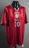 Michael Owen red England No.20 1998 World Cup jersey, unworn short-sleeve s