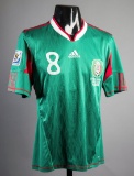 Israel Castro green Mexico v France 2010 World Cup No.8 jersey, unworn, sho