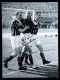 Bert Trautmann signed large photograph, 16 by 12in. b&w, being congratulate