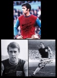 Trio of Geoff Hurst signed large photographs, 16 by 12in. 2 b&w the other c